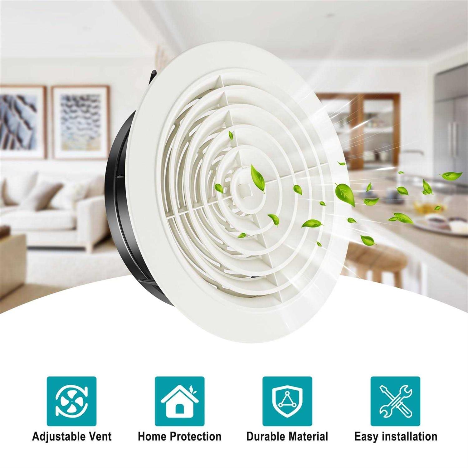 HG Power Round Air Vent ABS Louver White Grille Cover Adjustable Exhaust Vent Fit for Bathroom Office Kitchen Ventilation - Image 4