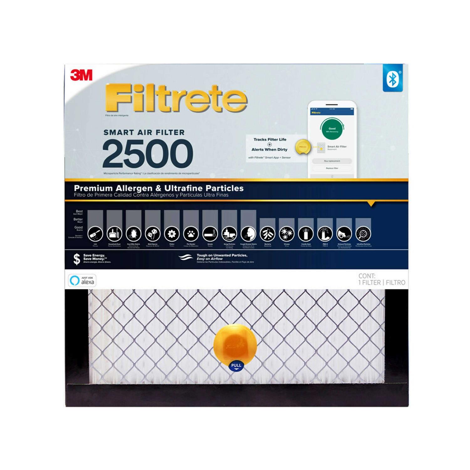 Filtrete 20-in W x 20-in L x 1-in MERV 14 2500 Smart Premium Allergen and Ultrafine Particle Electrostatic Pleated Air Filter S-EAX02DC-6 - Image 3