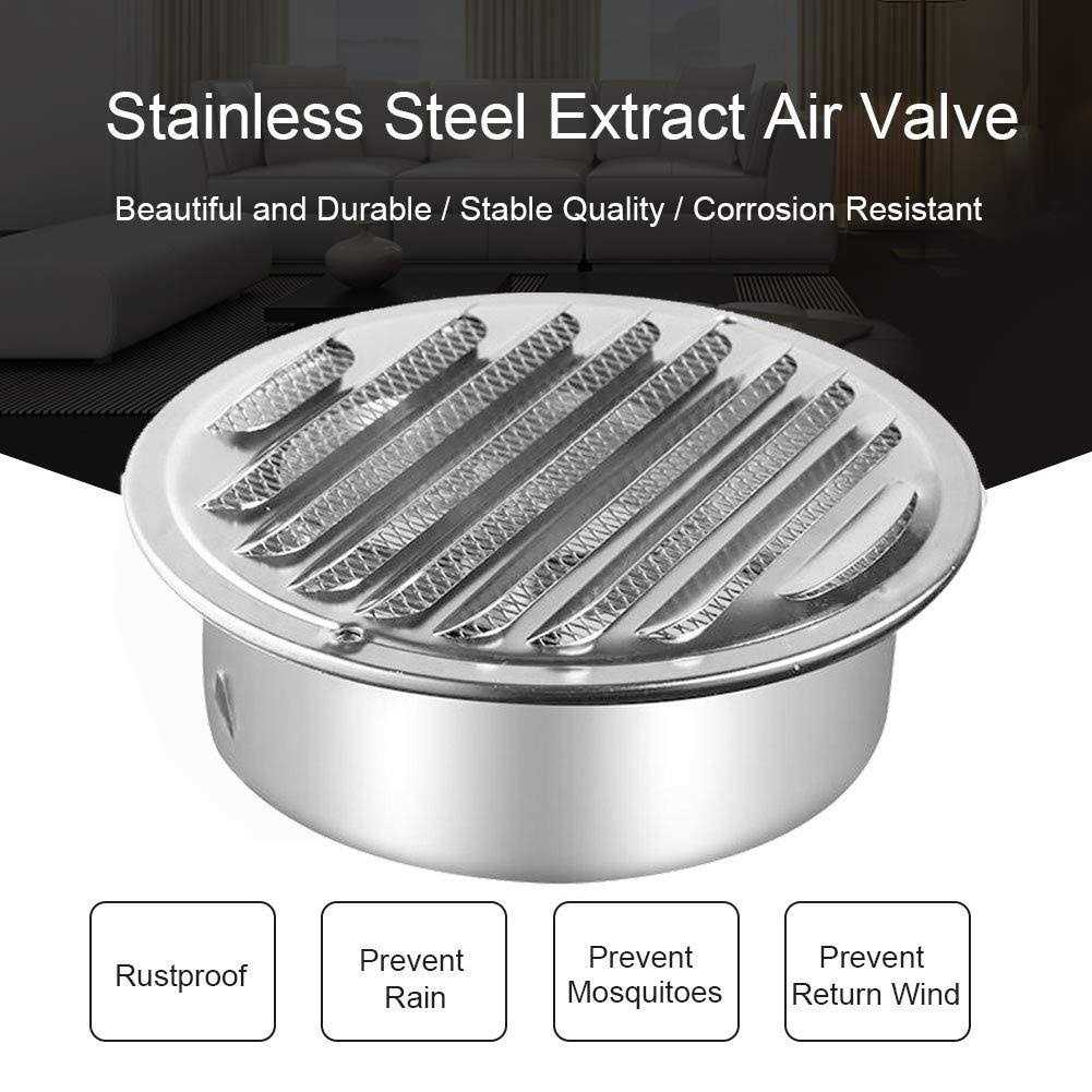 FGBB Stainless Steel Air Vents Louvered Grille Cover Vent Hood Flat Ducting Ventilation Air Vent Wall Air Outlet with Fly Screen Mesh for House - Image 3