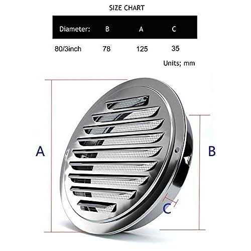 FGBB Stainless Steel Air Vents Louvered Grille Cover Vent Hood Flat Ducting Ventilation Air Vent Wall Air Outlet with Fly Screen Mesh for House - Image 4