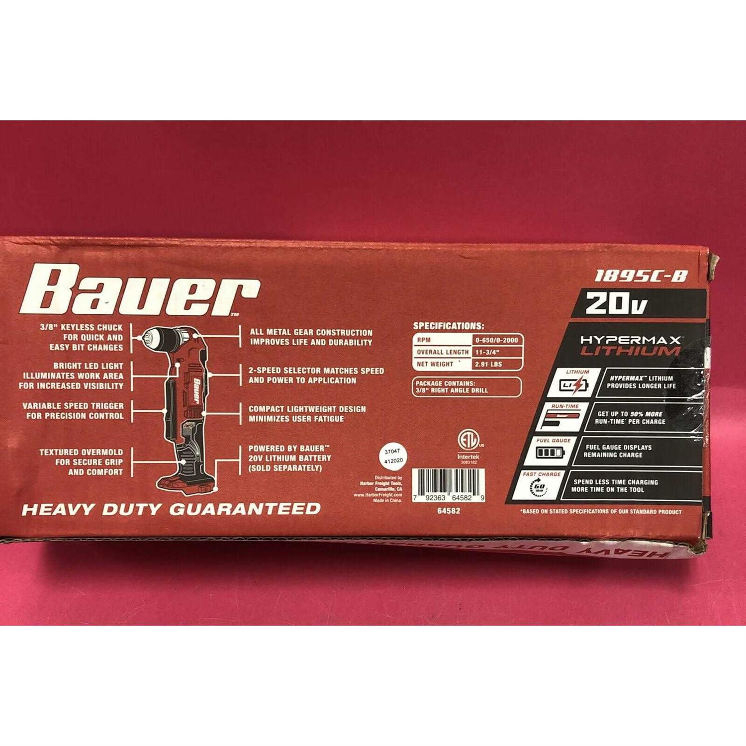 Bauer 1895c-b 20V HyperMax Lithium 3/8 Right Angle Drill Tool Only - Image 5
