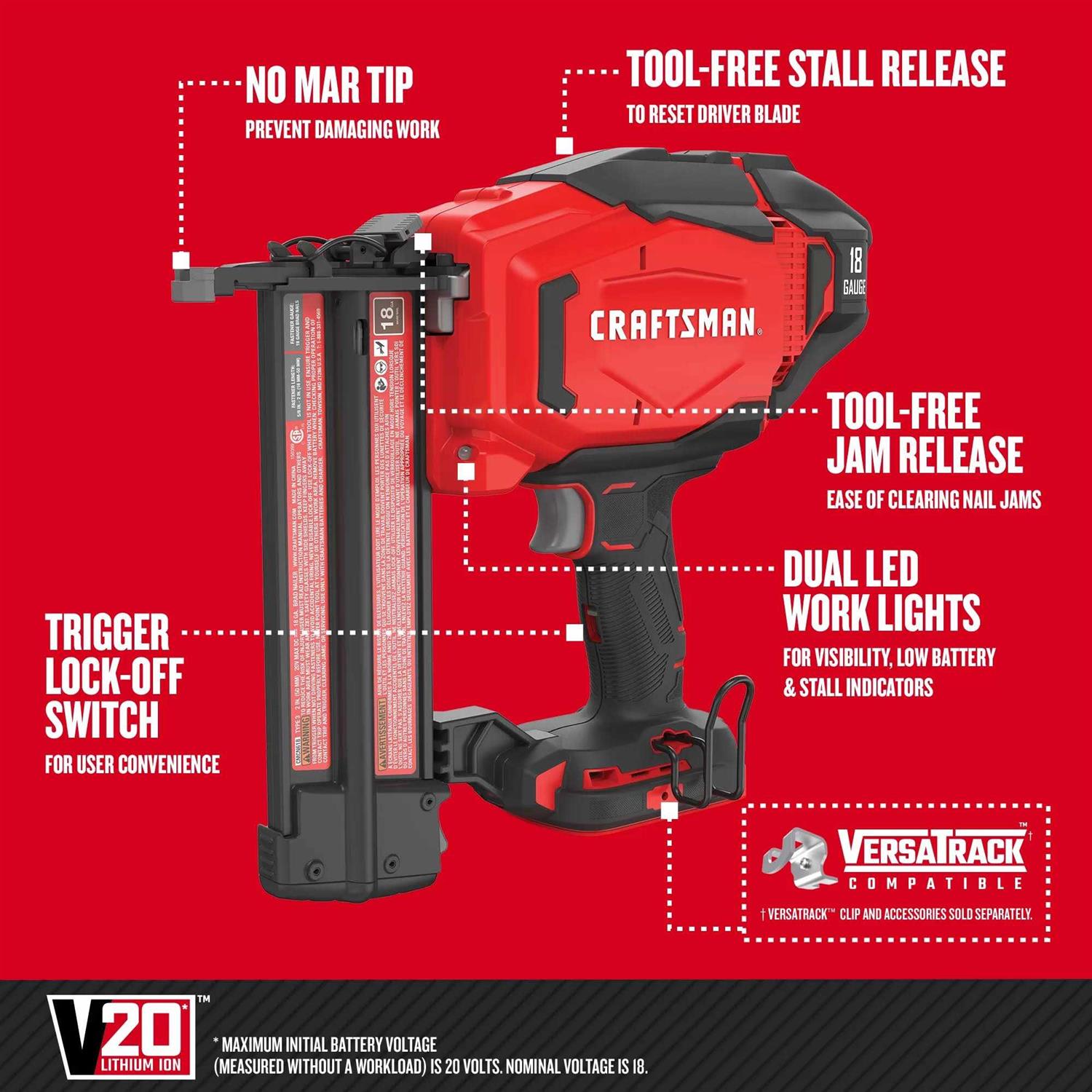 CRAFTSMAN CMCN618B Cordless Brad Nailer - Image 3