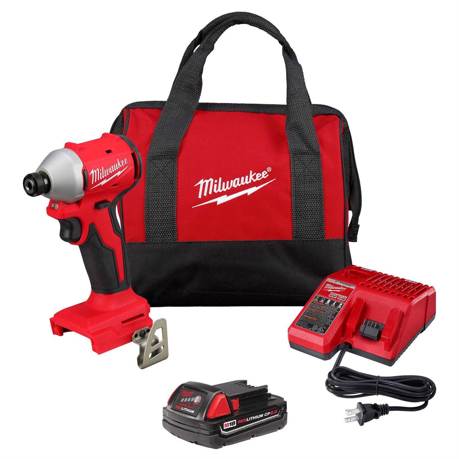 Milwaukee M18 Compact Brushless 1/4 Hex Impact Driver Kit
