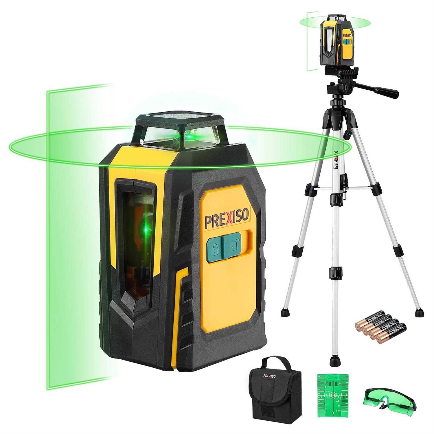 PREXISO 360° Laser Level with Tripod 100Ft Self Leveling Cross Line Laser