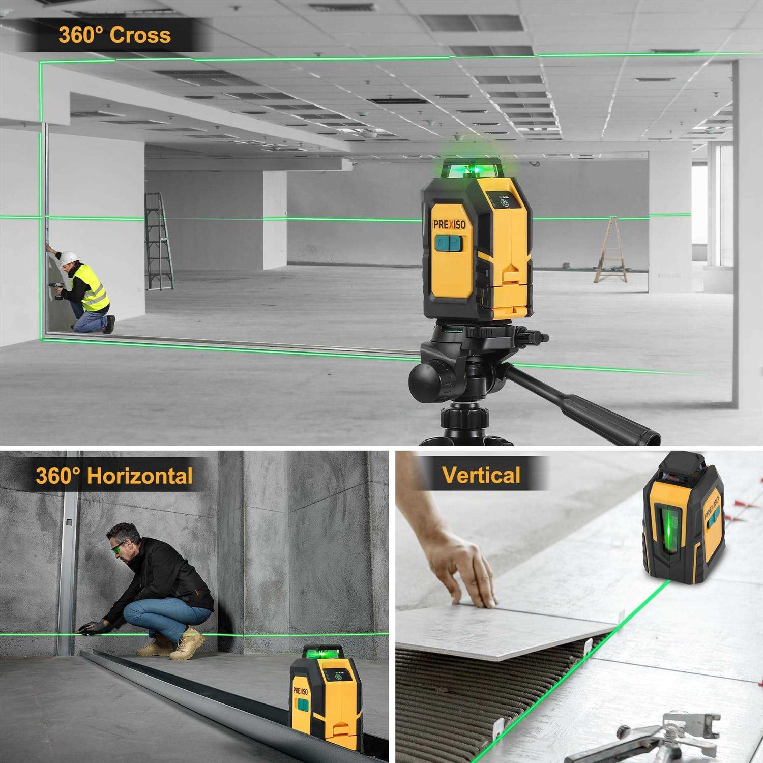 PREXISO 360° Laser Level with Tripod 100Ft Self Leveling Cross Line Laser - Image 4