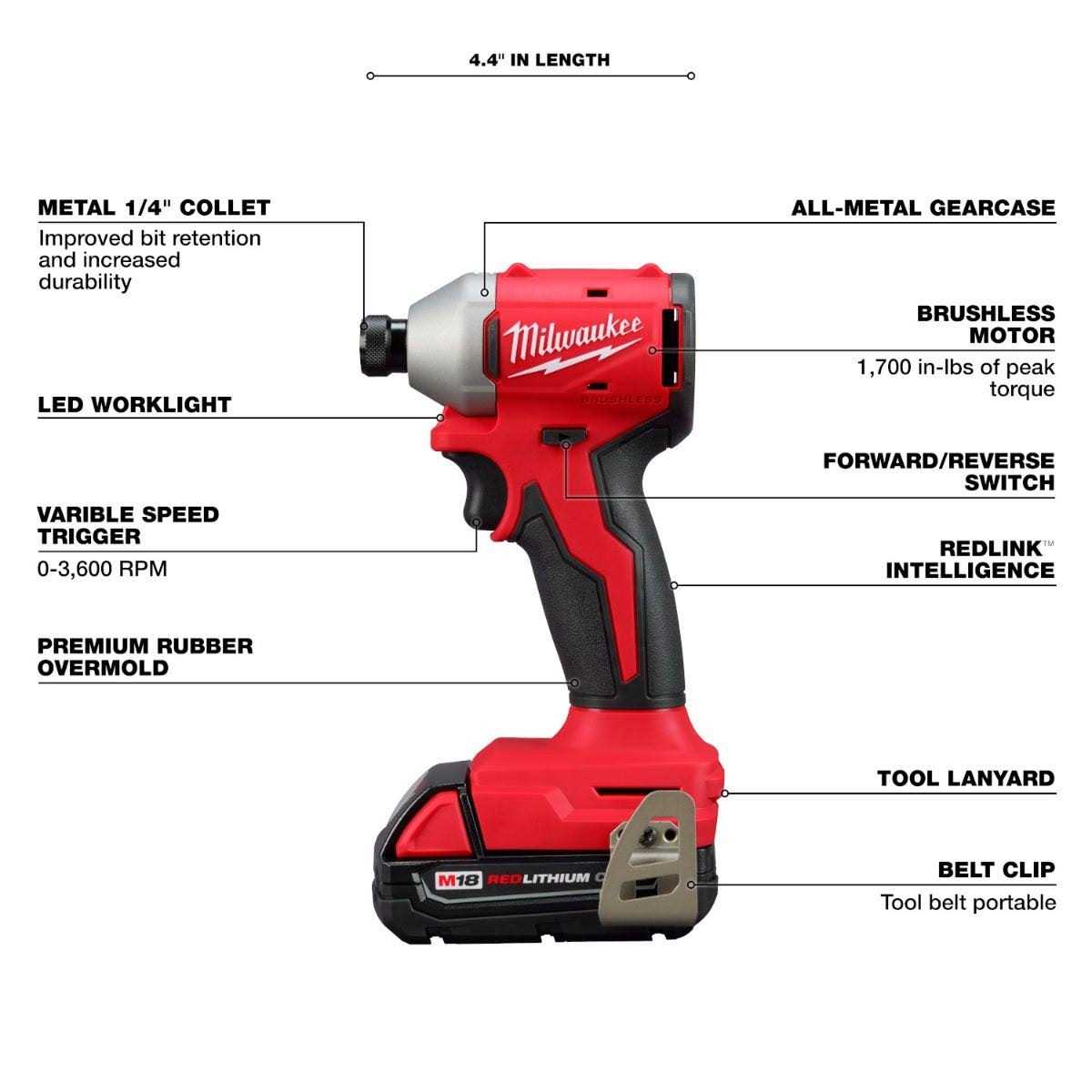 Milwaukee M18 Compact Brushless 2-Tool Combo Kit - Image 4
