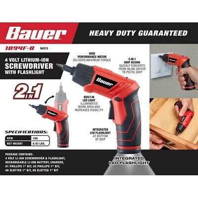 Bauer 4 Volt 1/4 in. Cordless Screwdriver Kit - Image 3