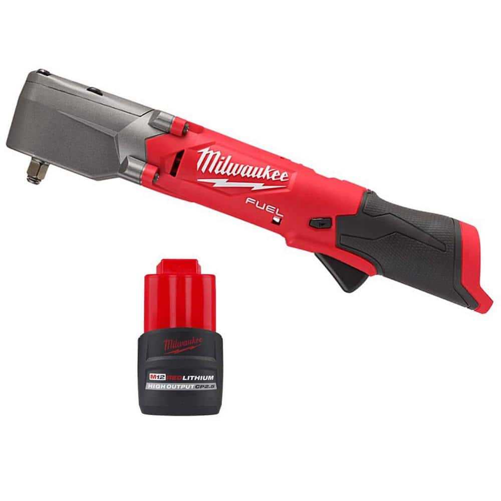 Milwaukee M12 FUEL 12V Lithium-Ion Brushless Cordless 1/2 in. Right Angle Impact Wrench Ah Battery Pack