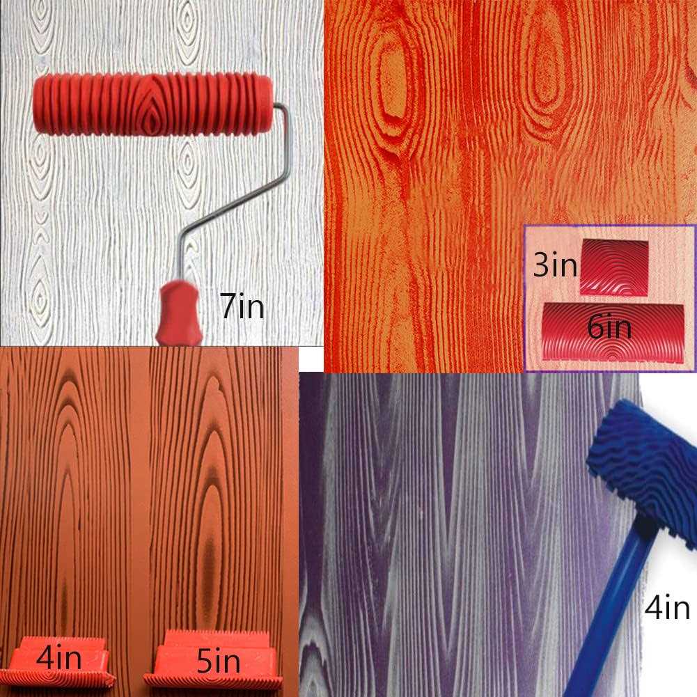 XDONEF Wood Graining Tool Set 6pcs 7 Fake Wood Grain Roller Painting Tool with Handle DIY Rubber Graining Tool Paint Look Like Wood for Wall Room Art - Image 3
