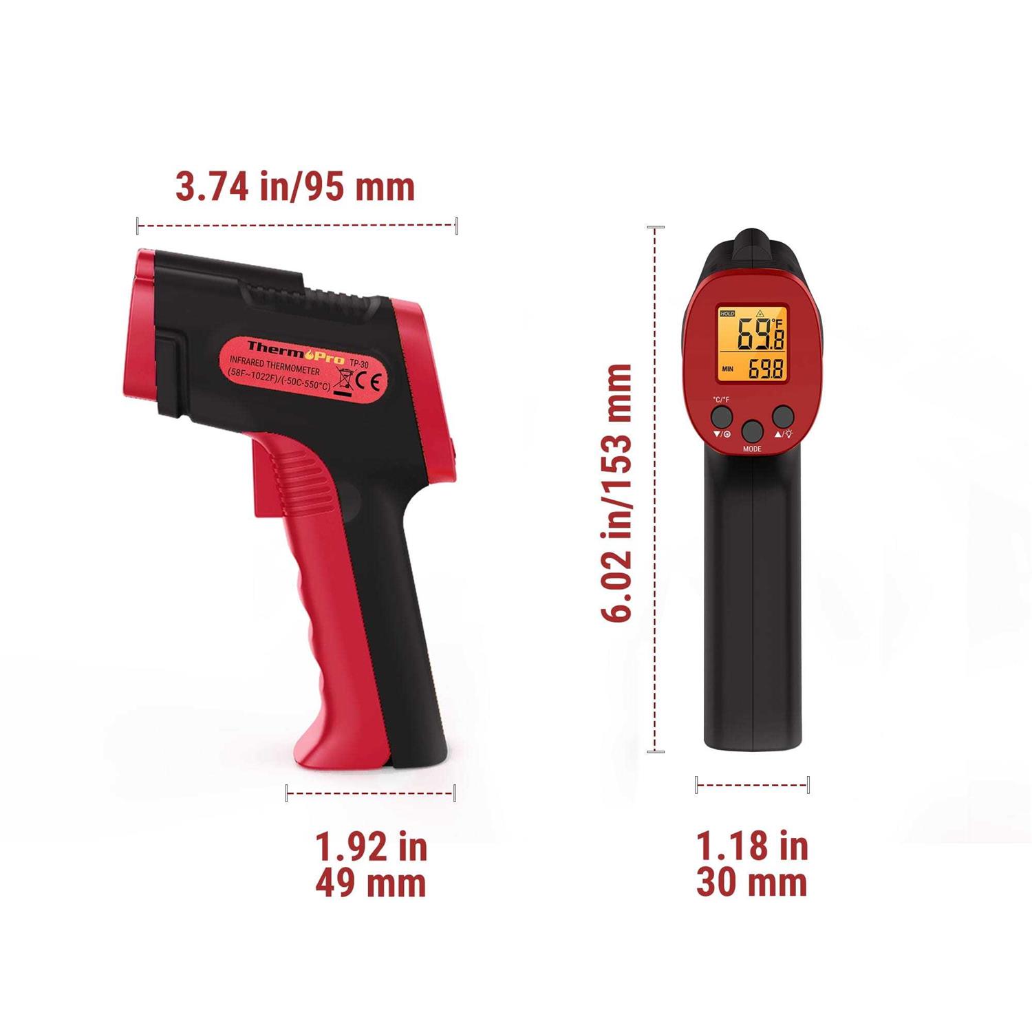 ThermoPro Digital Infrared Thermometer Gun Non Contact Laser Temperature Gun - Image 3