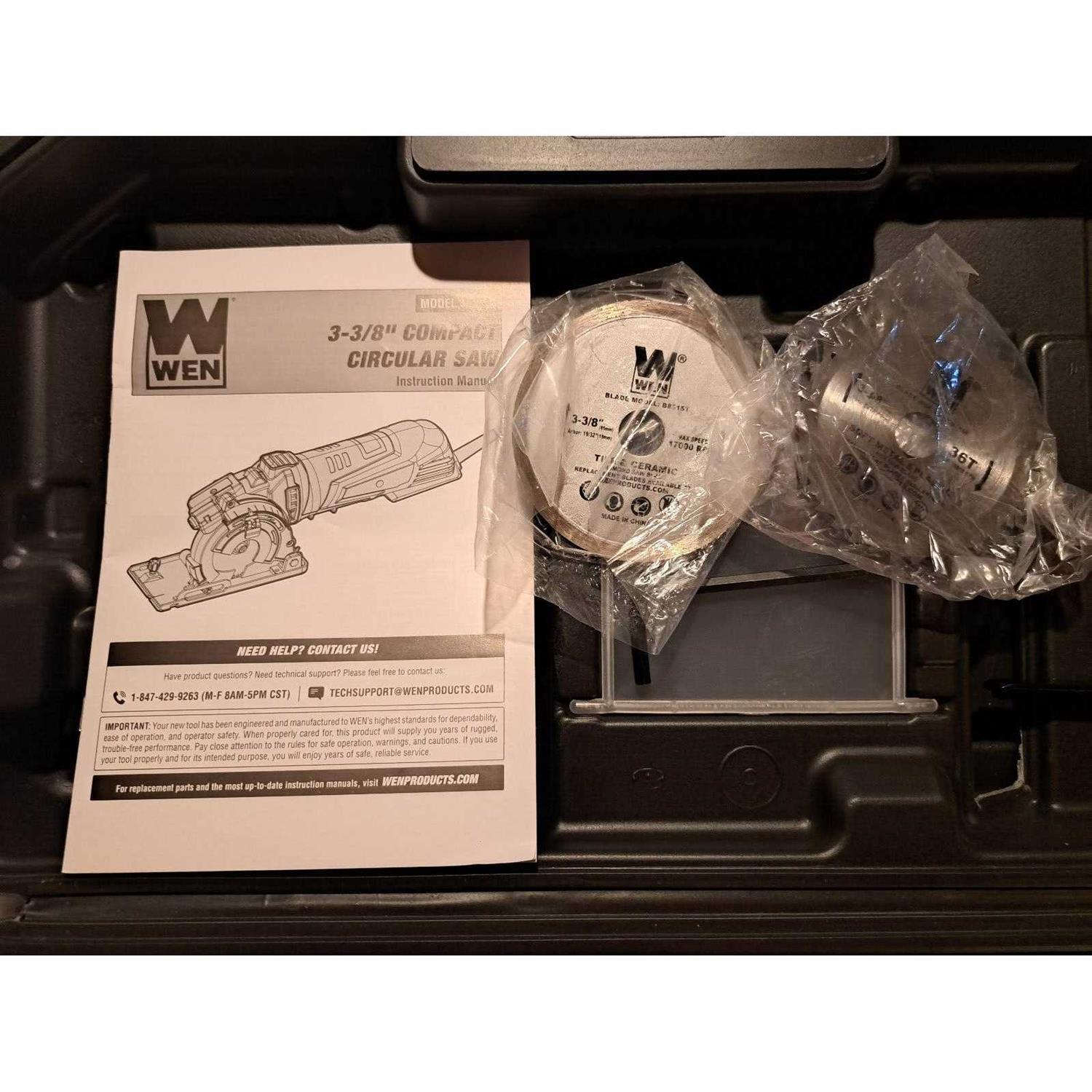 WEN 4.2-Amp 3-3/8-Inch Plunge Cut Compact Circular Saw with Laser, Carrying Case and Three Blades - Image 5