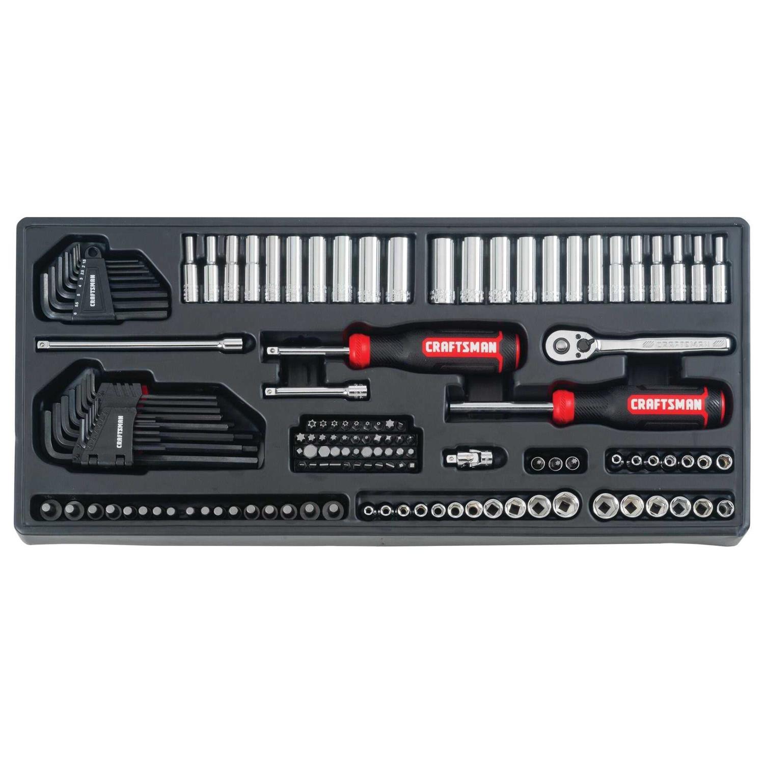 Craftsman 1/4 3/8 and 1/2 in. Drive Metric and SAE 6 and 12 Point Mechanic's Tool Set 308 pc - Image 4