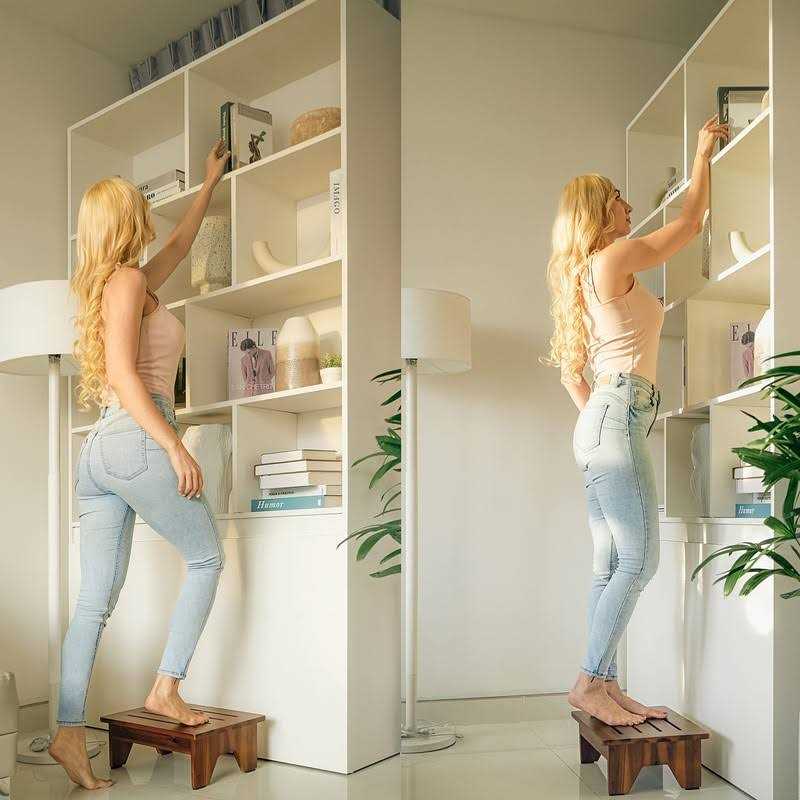 Holana One Step Stool for Adults 6.5 Wooden Step Stools for High Beds - Image 5