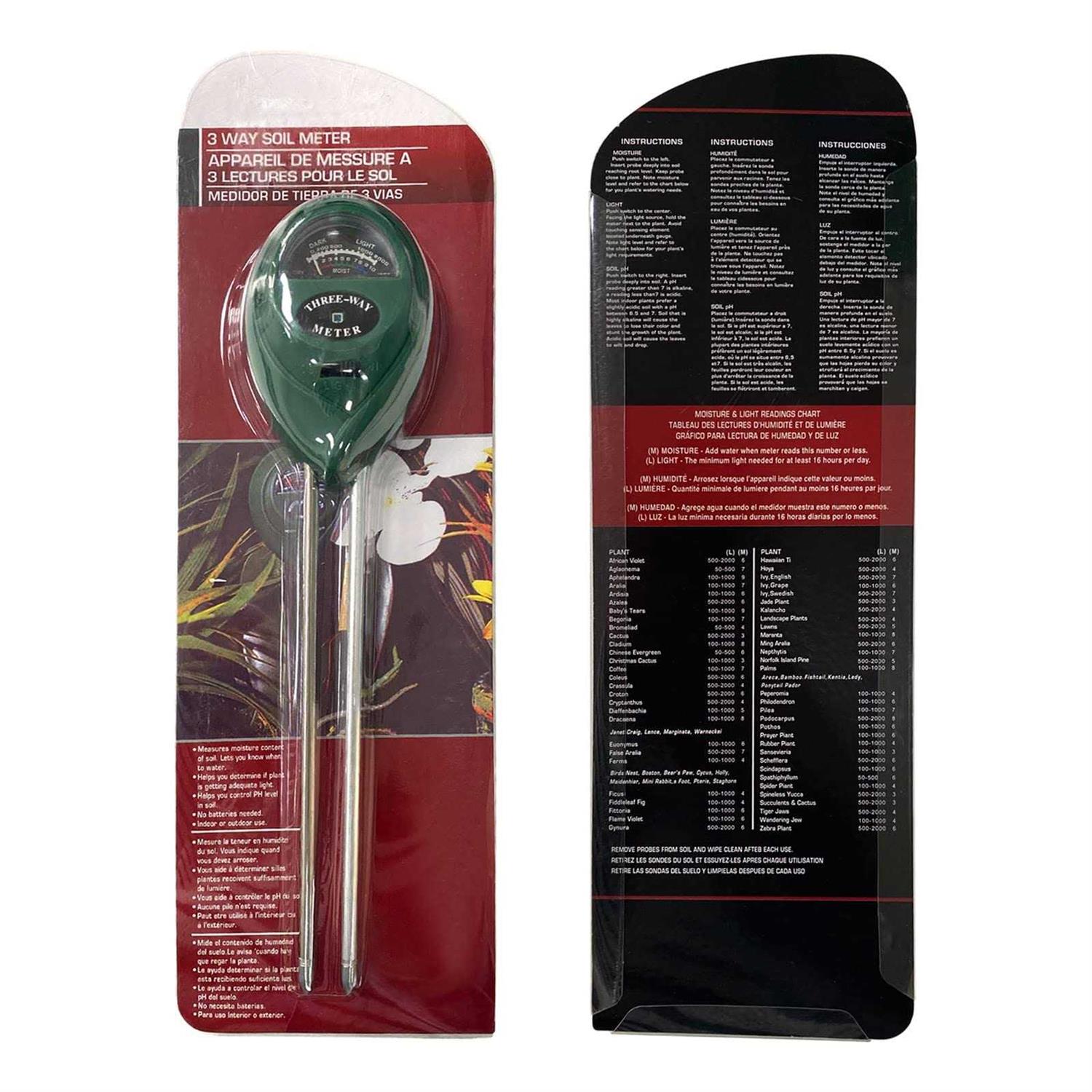 3 in 1 Soil Ph Meter Soil Moisture Light Ph Tester for Indoor Outdoor House Potted Plants Care,Garden nutrients,Farming,Lawn,Gardening Tool Kits - Image 3