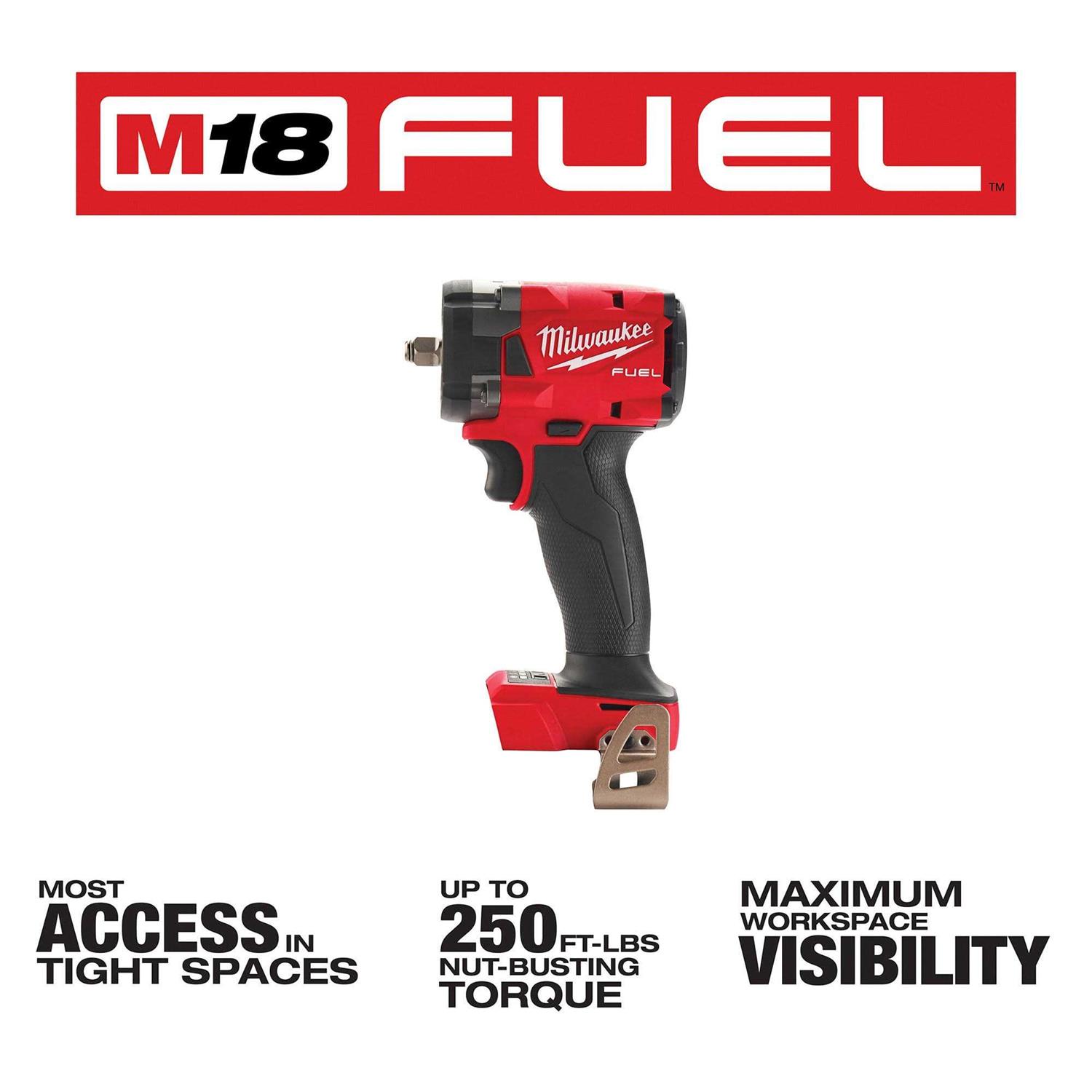 Milwaukee 2854-20 M18 FUEL 3/8 Compact Impact Wrench w Friction Ring - Image 3