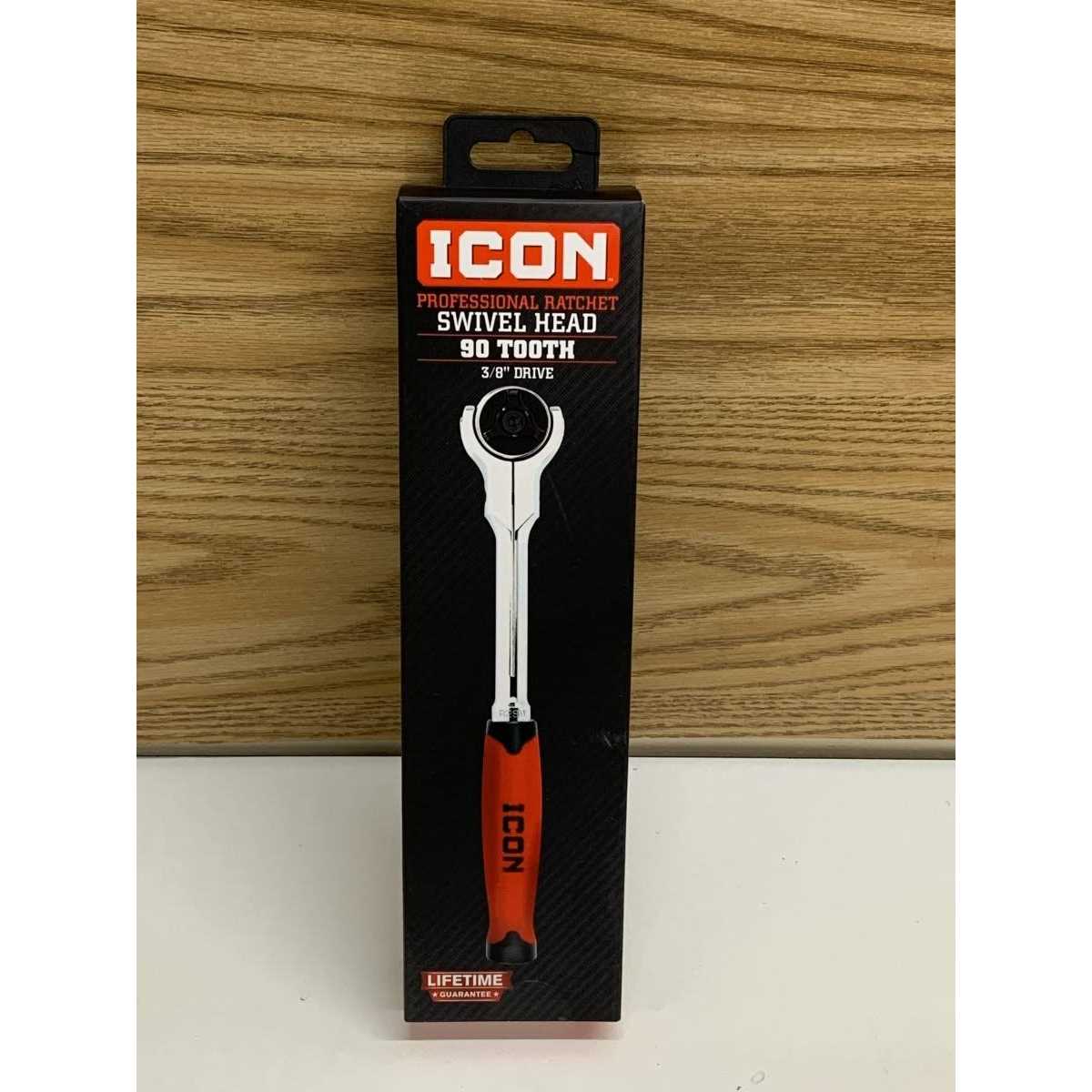 Icon 3/8 in. Drive Professional Swivel Head Ratchet with Comfort Grip - Image 4