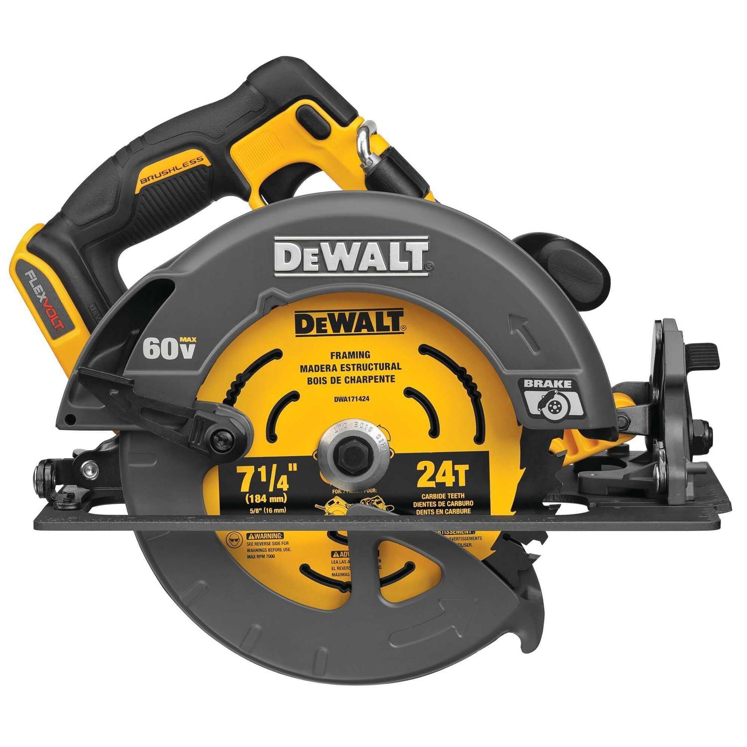 DeWalt DCS578B 60V Max FLEXVOLT 7-1/4 Brushless Cordless Circular Saw with Brake