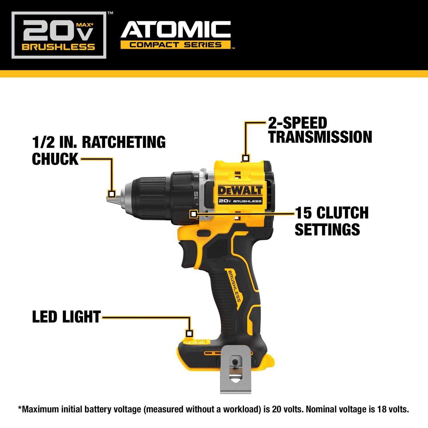 DEWALT 20V MAX ATOMIC Cordless Brushless 4 Tool Combo Kit DCK486D2 - Image 4