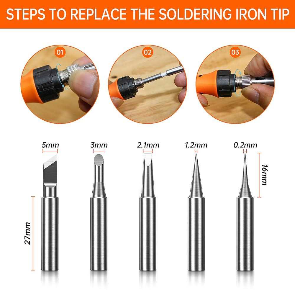 MEAKEST 60w Adjustable Temperature Soldering Iron Kit 9-in-1 With 5 Tips, Solder Wire Stand For Soldering And Repair - Image 2