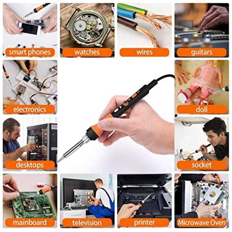 MEAKEST 60w Adjustable Temperature Soldering Iron Kit 9-in-1 With 5 Tips, Solder Wire Stand For Soldering And Repair - Image 3