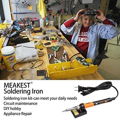 MEAKEST 60w Adjustable Temperature Soldering Iron Kit 9-in-1 With 5 Tips, Solder Wire Stand For Soldering And Repair - Image 4