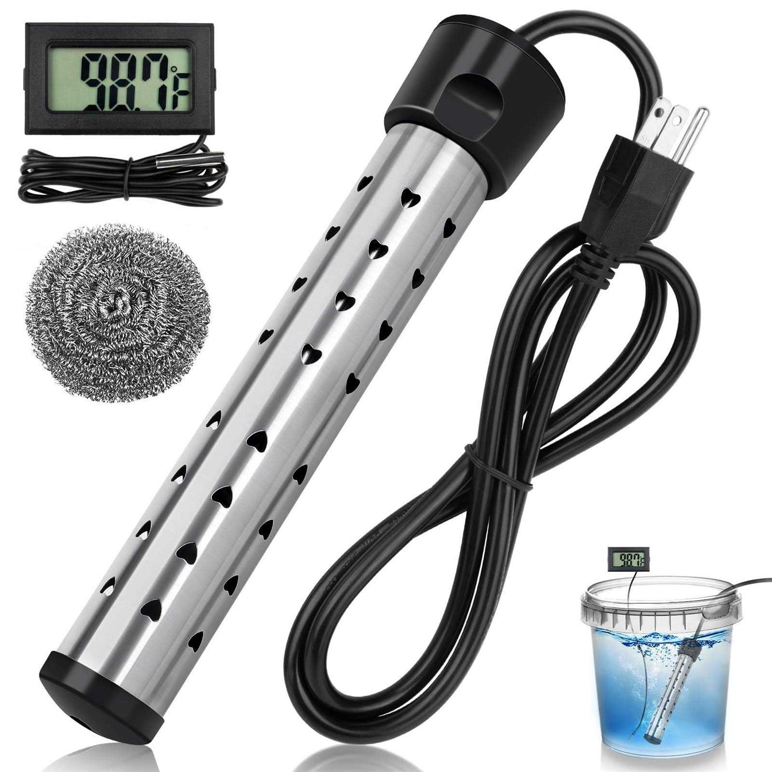 Kicoeoy Immersion Water Heater 2000w Electric Submersible Water Heater With 304 Stainless Steel Cover