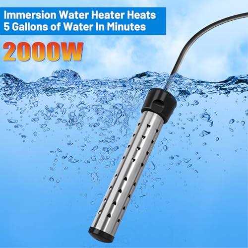 Kicoeoy Immersion Water Heater 2000w Electric Submersible Water Heater With 304 Stainless Steel Cover - Image 3