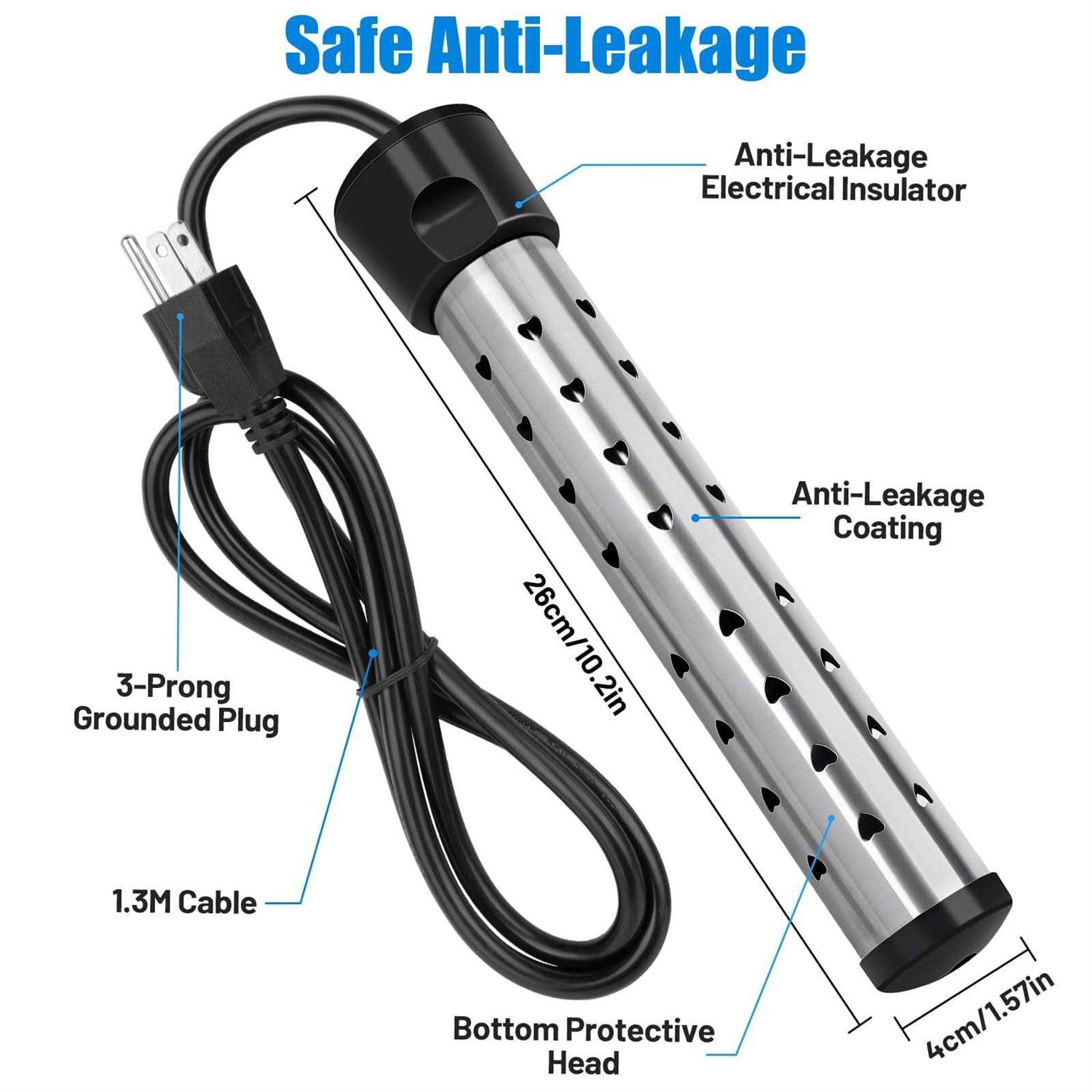 Kicoeoy Immersion Water Heater 2000w Electric Submersible Water Heater With 304 Stainless Steel Cover - Image 4