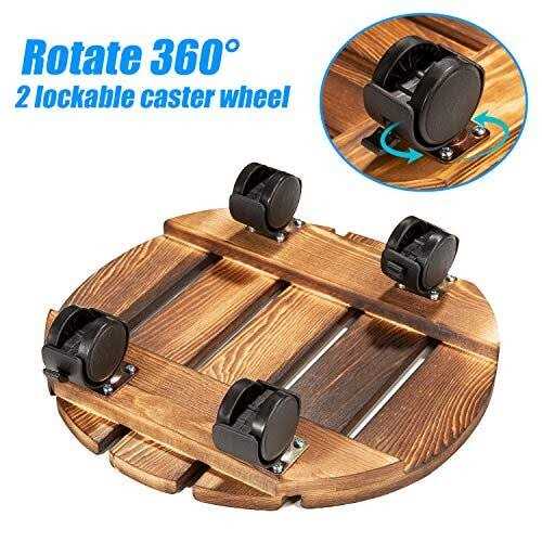 Yangbaga 2pack Plant Caddy 12''Wood Duty Rolling Plant Stand with 2 360° Lockable Caster Wheels,Indoor Outdoor on Roller Patio/Flower Pot/Succulent - Image 5