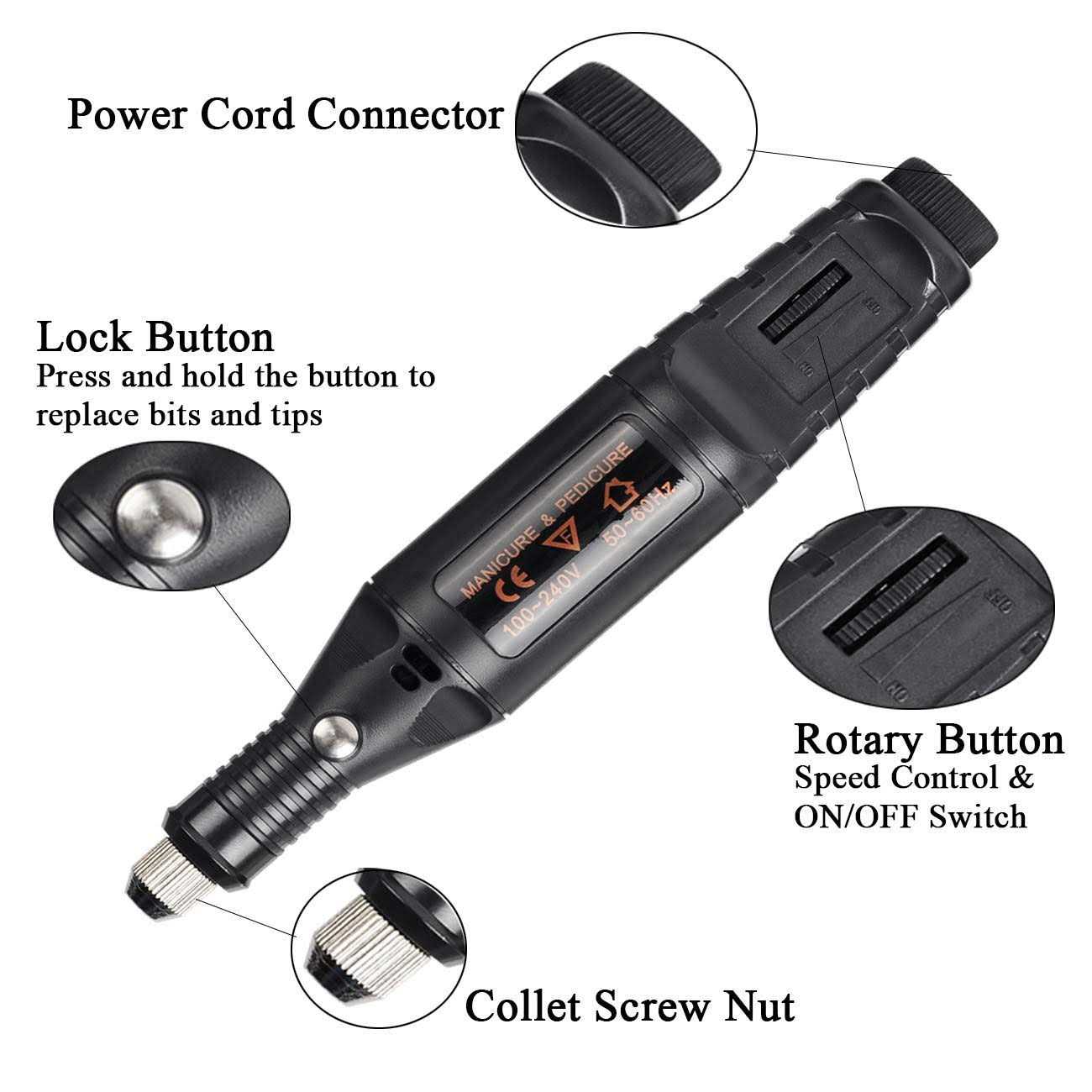 Uolor 108 Pcs Engraving Tool Kit Multi-Functional Electric Corded Micro Engraver Etching Pen DIY Rotary Tool for Jewelry Glass Wood Ceramic Metal - Image 3