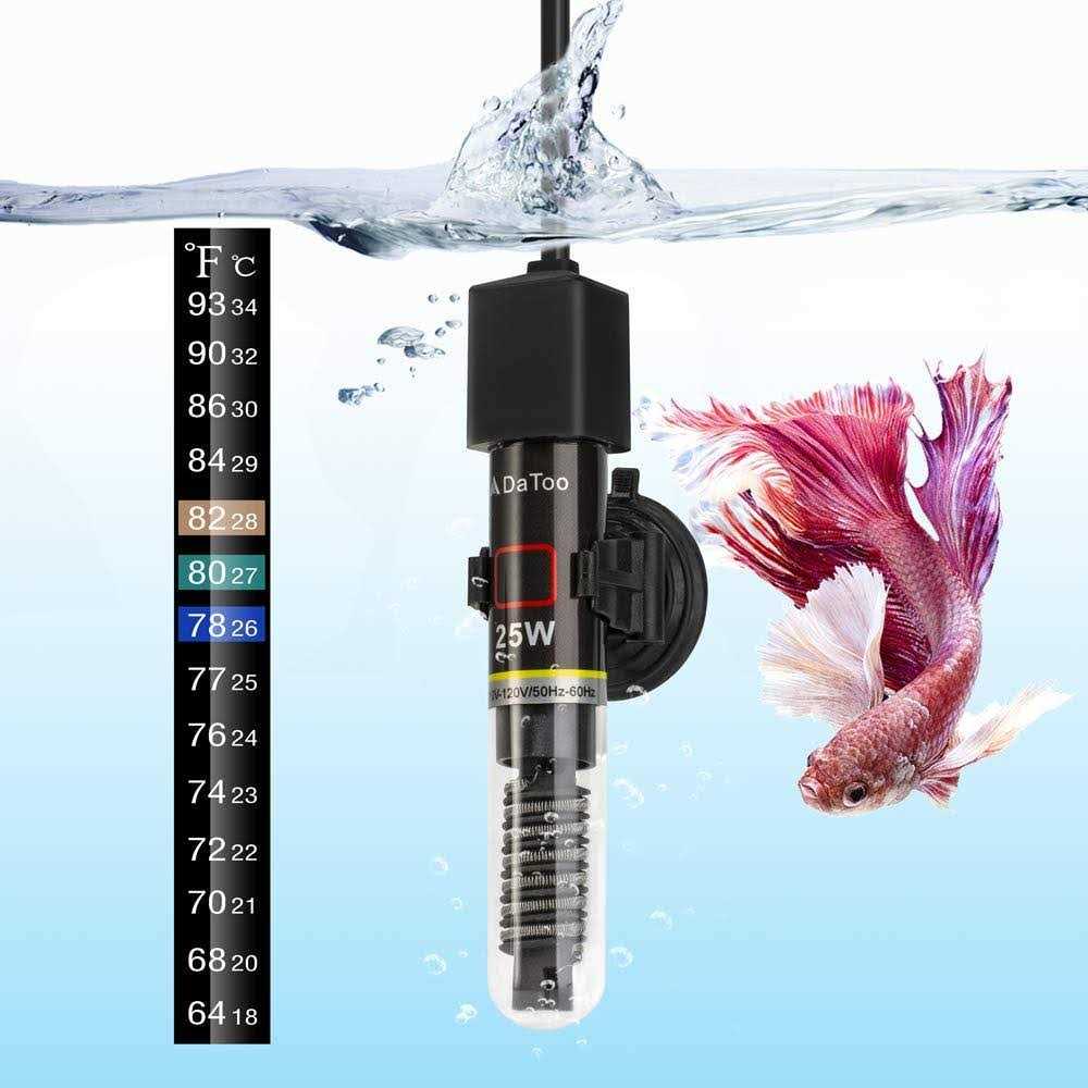 Datoo Mini Aquarium Heater 25W Small Fish Tank Heater 25 Watt with Free Thermometer Sticker