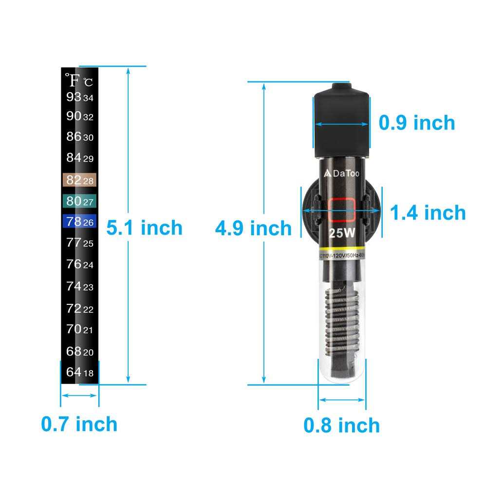 Datoo Mini Aquarium Heater 25W Small Fish Tank Heater 25 Watt with Free Thermometer Sticker - Image 4