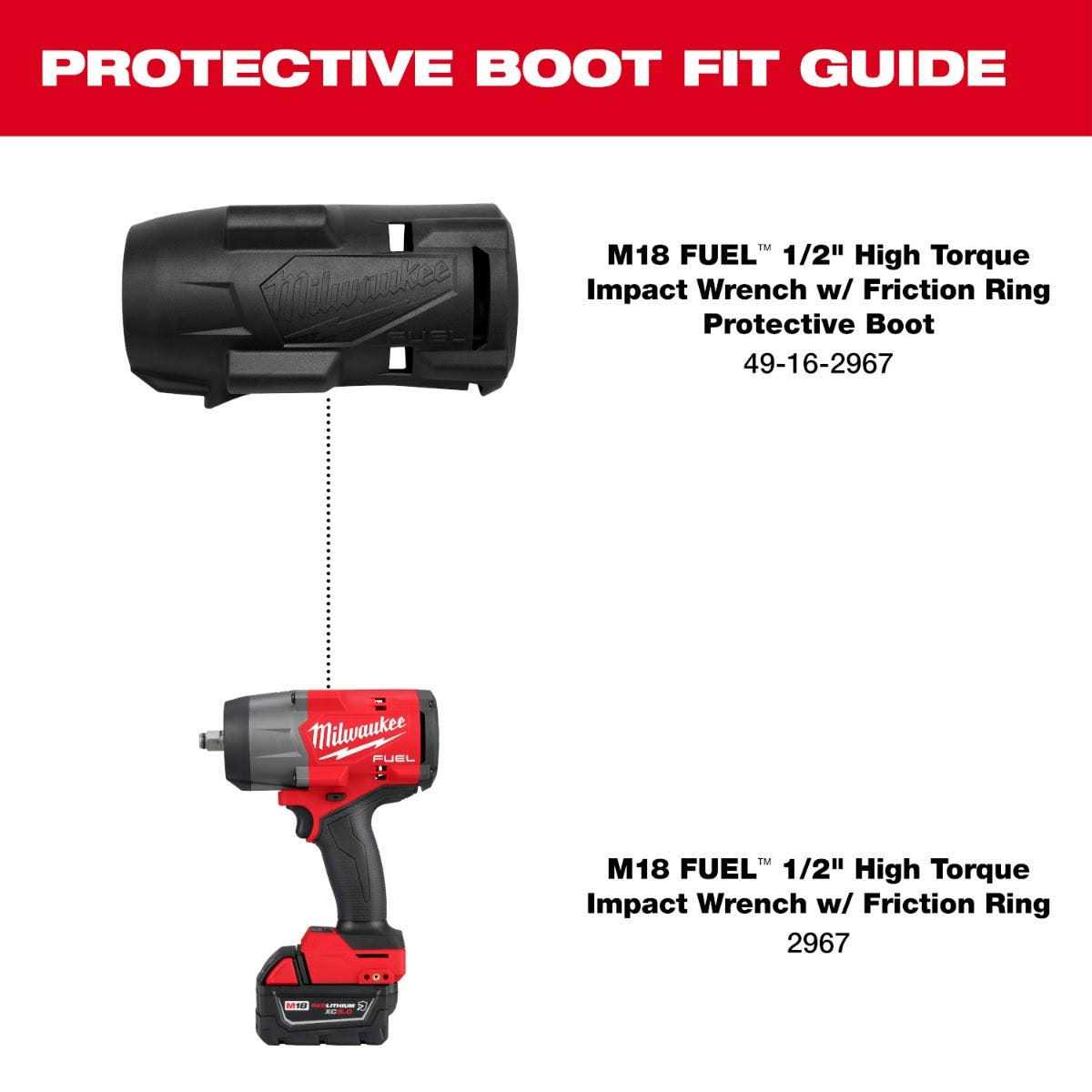 Milwaukee 49-16-2967 M18 FUEL 1/2 High Torque Impact Wrench w/ Friction Ring Protective Boot - Image 4