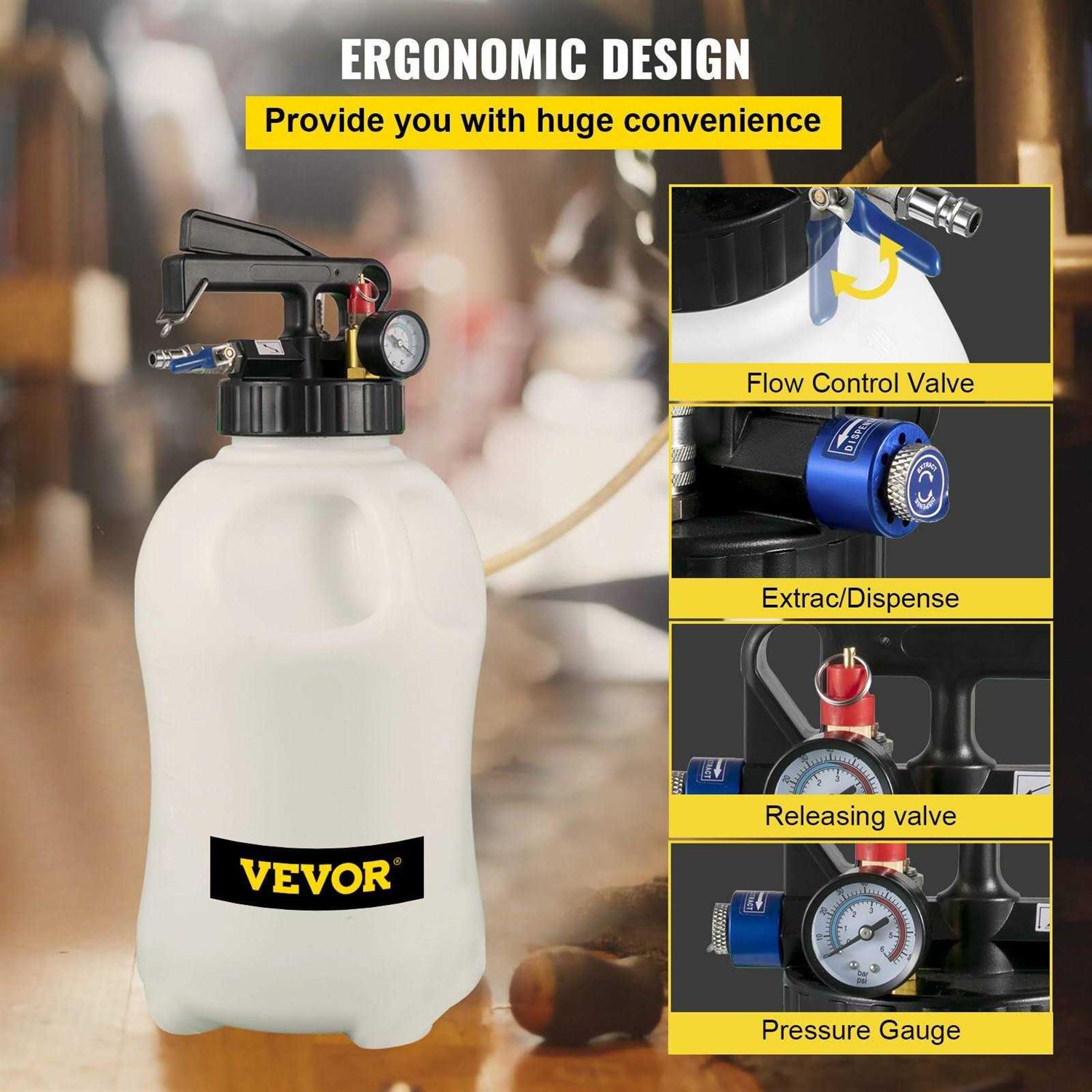 VEVOR Transmission Fluid Pump 2 Way Manual ATF Refill System Dispenser Oil and Liquid Extractor 10 Liter Large Capacity - Image 3
