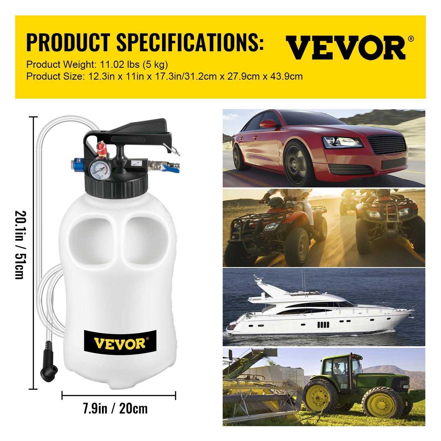 VEVOR Transmission Fluid Pump 2 Way Manual ATF Refill System Dispenser Oil and Liquid Extractor 10 Liter Large Capacity - Image 4