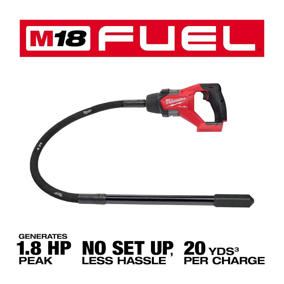 2910-20 Milwaukee M18 FUEL 4' Concrete Pencil Vibrator - Image 5