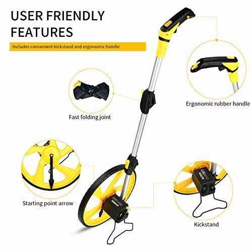Zozen Measuring Wheel in Feet and Inches, Collapsible with One key to Zero, Kickstand, Starting Point Arrow and Cloth Carrying Bag - Image 4