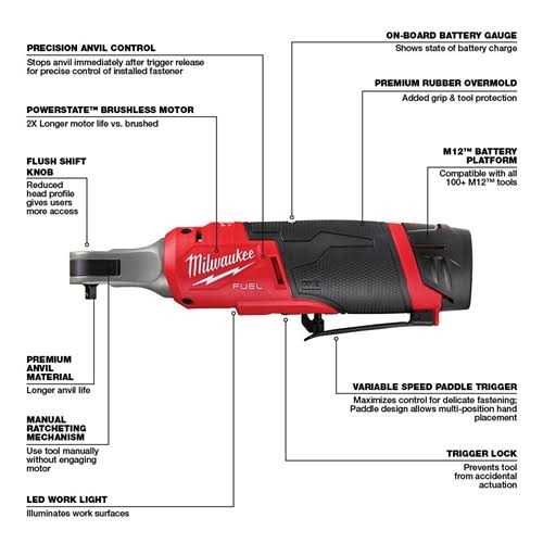 2566-22 Milwaukee M12 FUEL 1/4 High Speed Ratchet Kit - Image 3