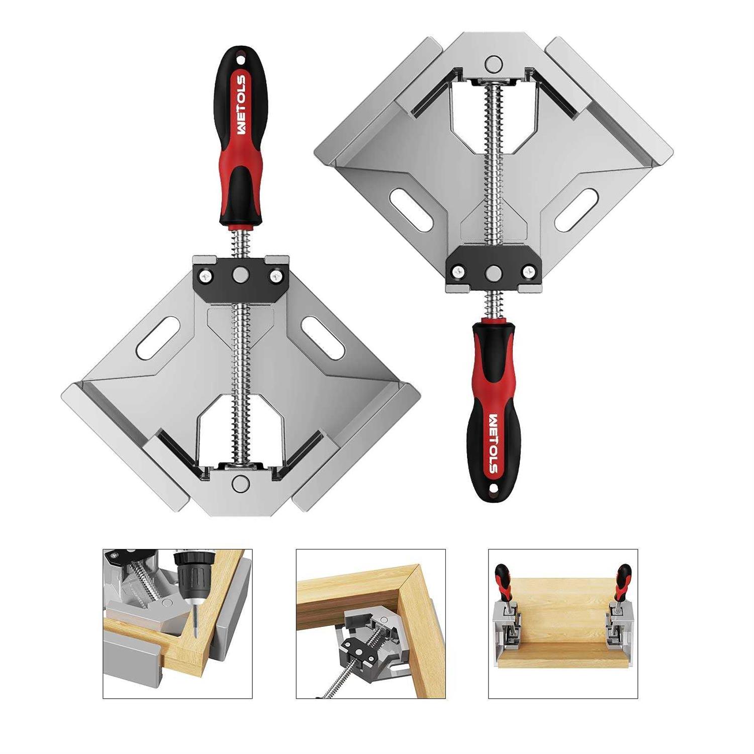 WETOLS Corner Clamp 2pcs 90 Degree Right Angle Clamp with Adjustable Aluminum Alloy Swing Jaw