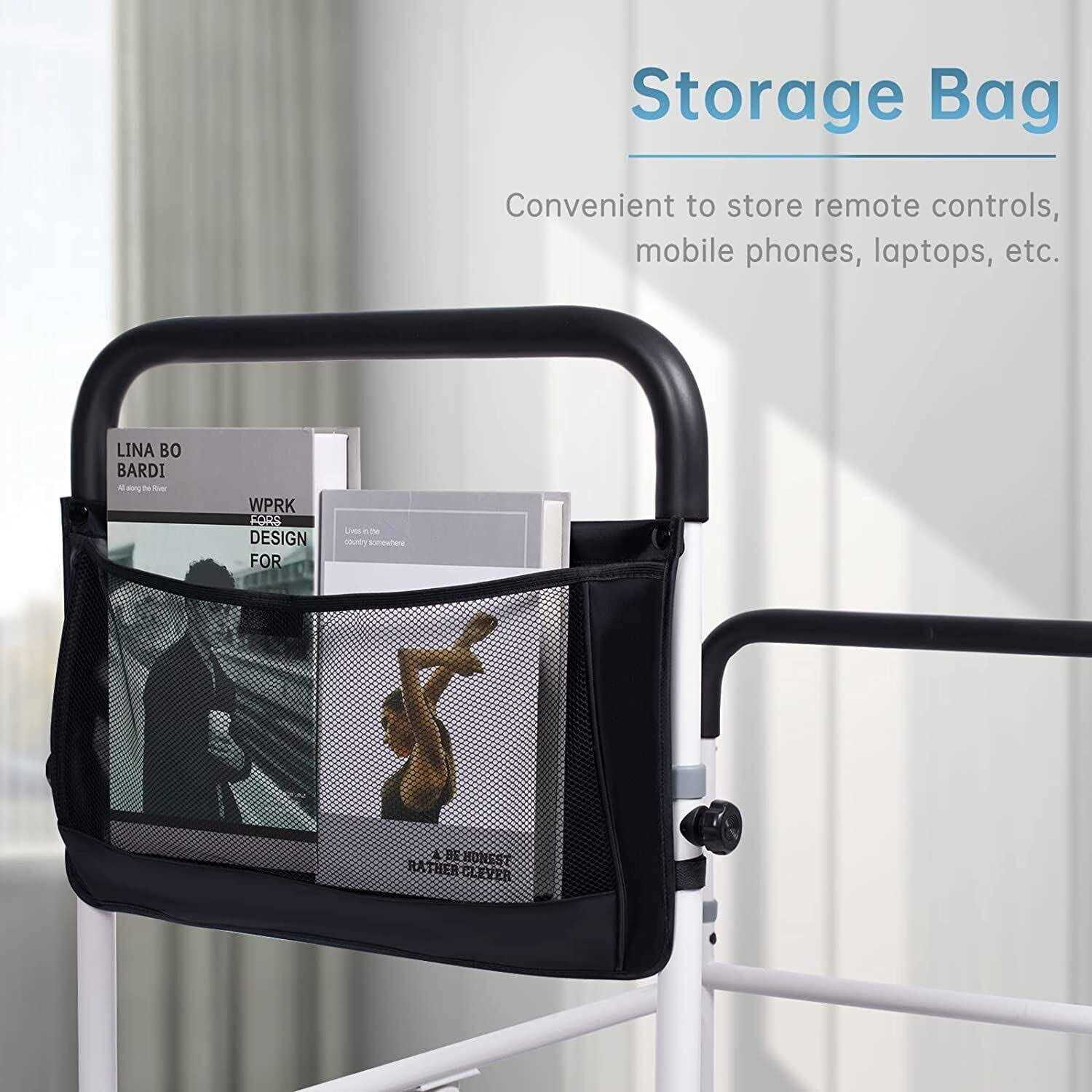 Elenker Adjustable Height Bed Step Stool Bed Assist Bar with Storage Pocket - Image 2