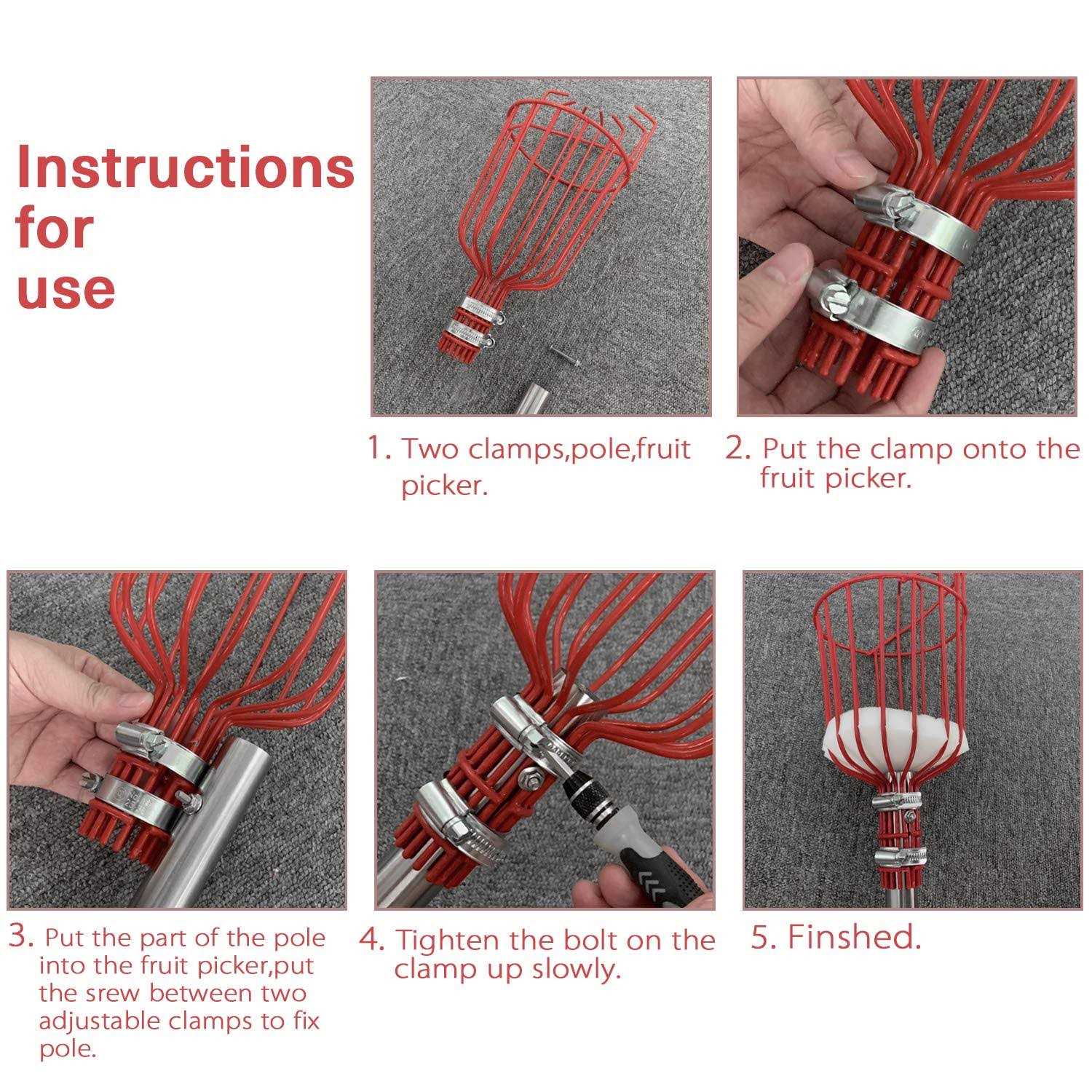 Coconut Fruit Picker Tool, Fruit Picker with Basket and Pole Easy - Image 5