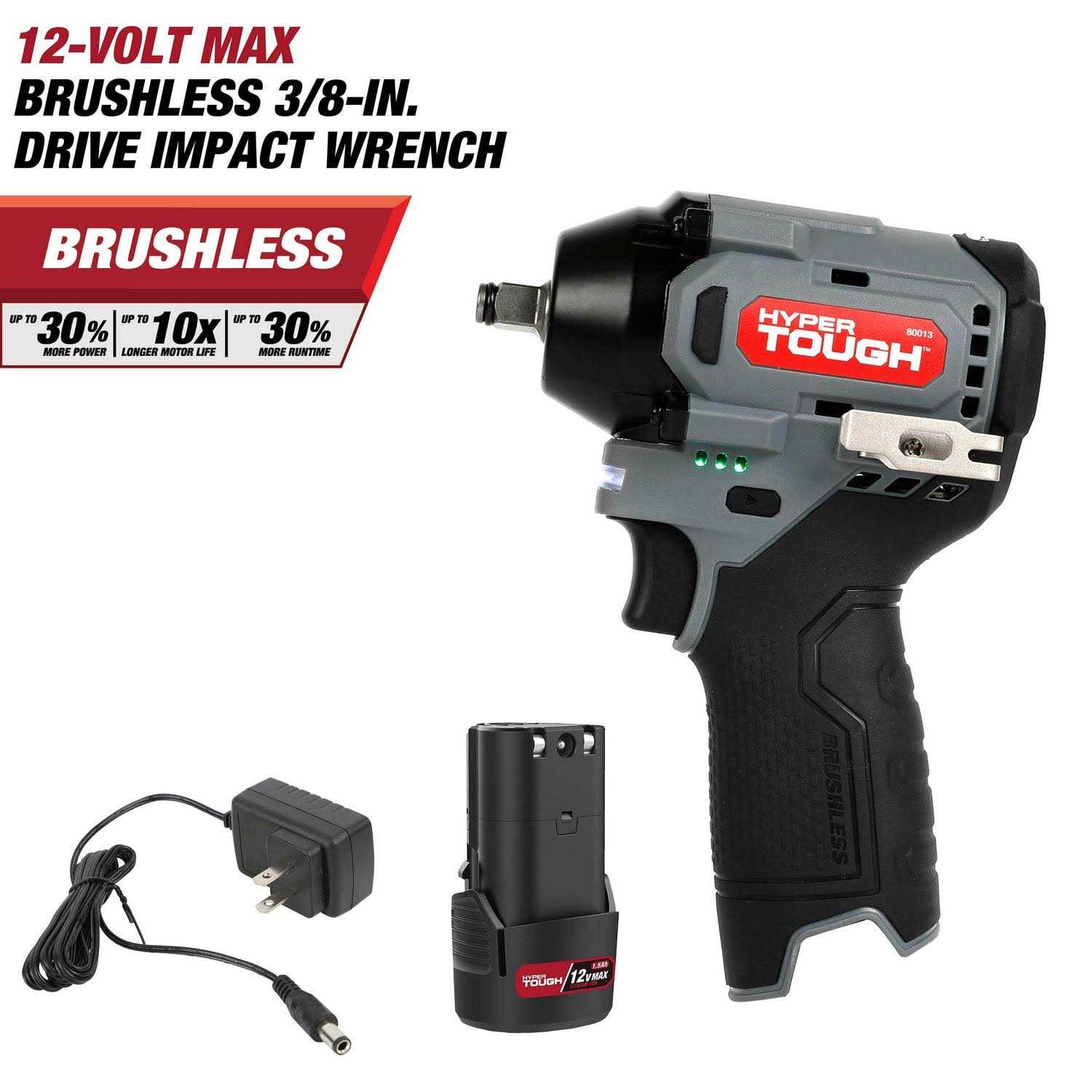 Hyper Tough 12V Max Lithium-Ion Brushless Impact Wrench with 2.0Ah Battery and Charger