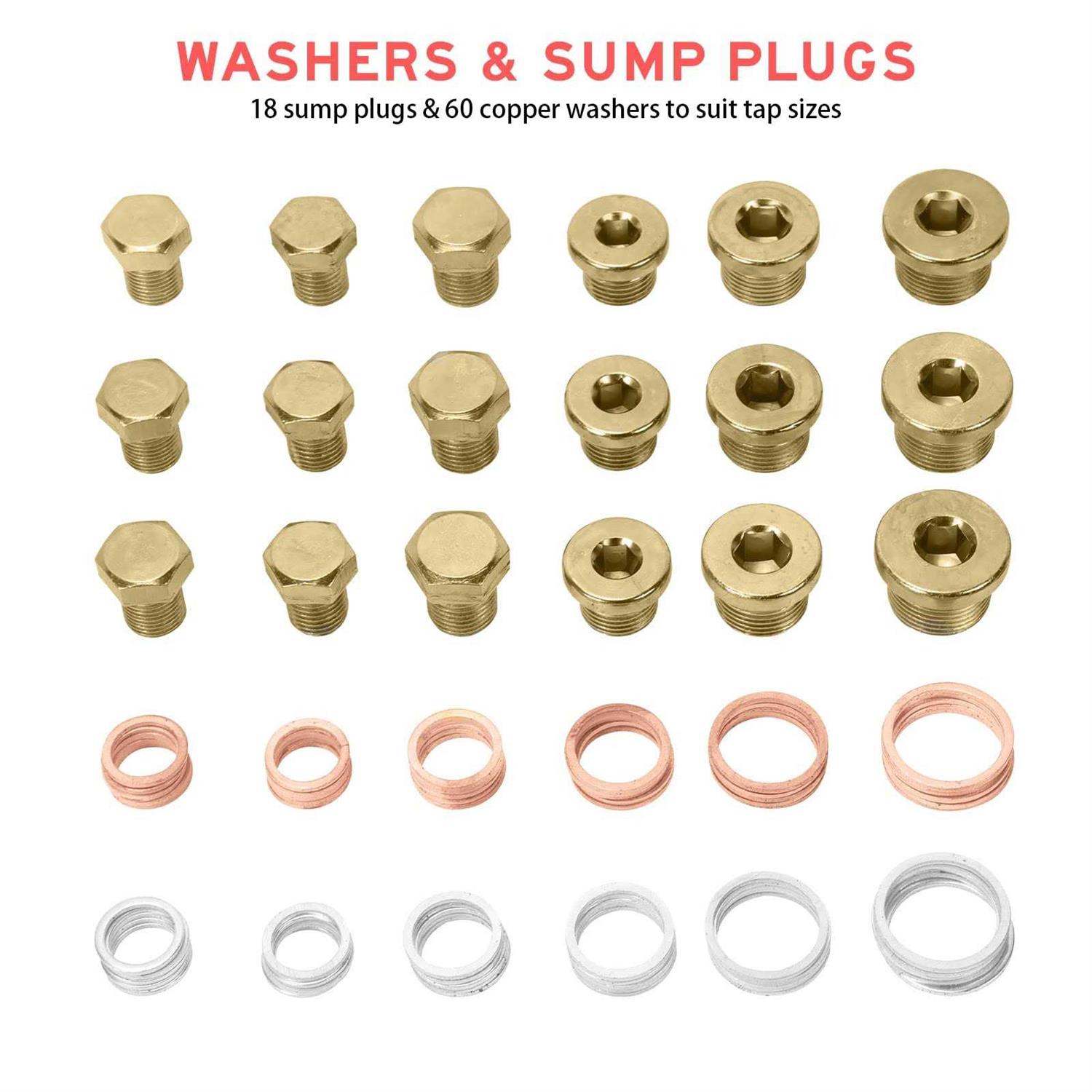 Bilitools 84-piece Oil Pan Drain Plug Thread Repair Kit M13 M15 M17 M20 M22 - Image 4