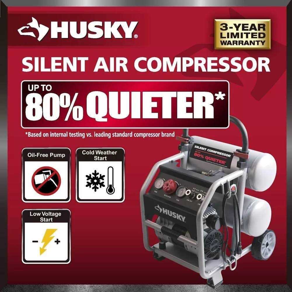 Husky 4.5 Gal Portable Electric Powered Silent Air Compressor - Image 3