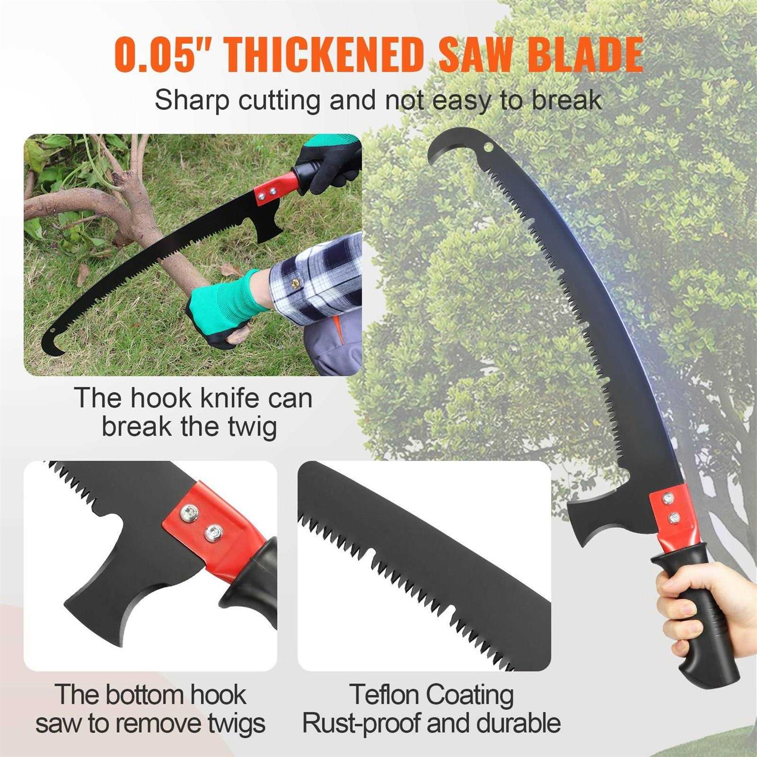 VEVOR Manual Pole Saw, 4.9-20 ft Extendable Tree Pruner, Sharp Steel Blade for High Branches Trimming, with Lightweight Aluminum Alloy Handle and a - Image 2