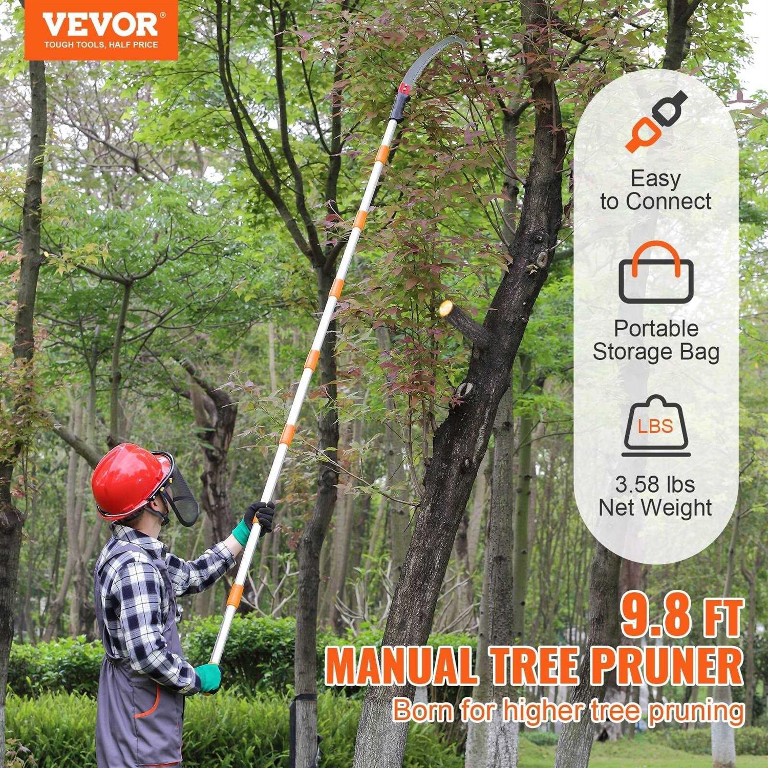 VEVOR Manual Pole Saw, 4.9-20 ft Extendable Tree Pruner, Sharp Steel Blade for High Branches Trimming, with Lightweight Aluminum Alloy Handle and a - Image 3
