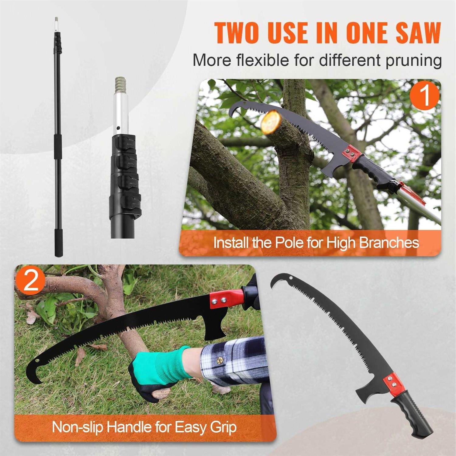 VEVOR Manual Pole Saw, 4.9-20 ft Extendable Tree Pruner, Sharp Steel Blade for High Branches Trimming, with Lightweight Aluminum Alloy Handle and a - Image 5