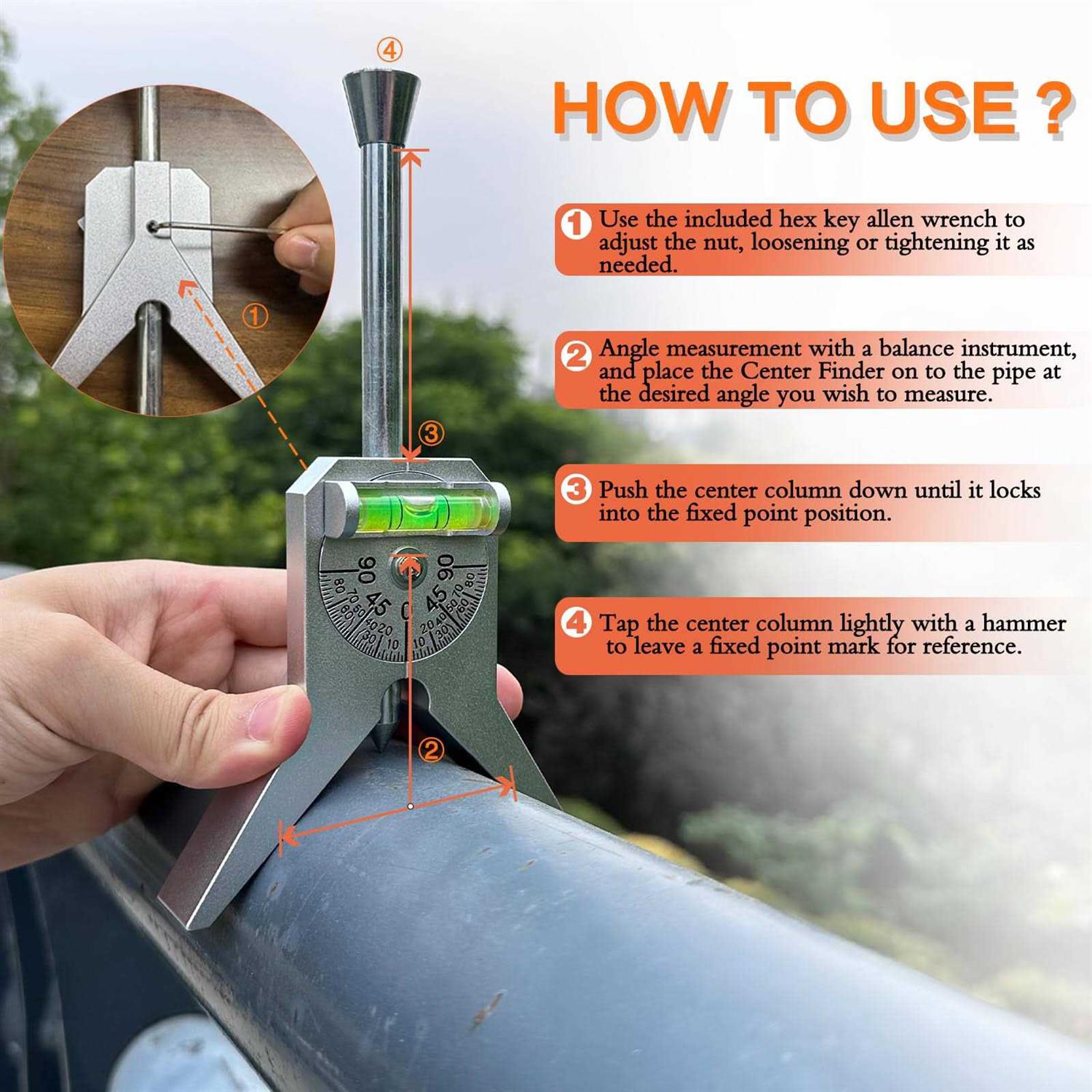 Upgraded Pipe Center Finder Measure Pipe Diameter Pipefitter Tools with Centering Head - Image 5