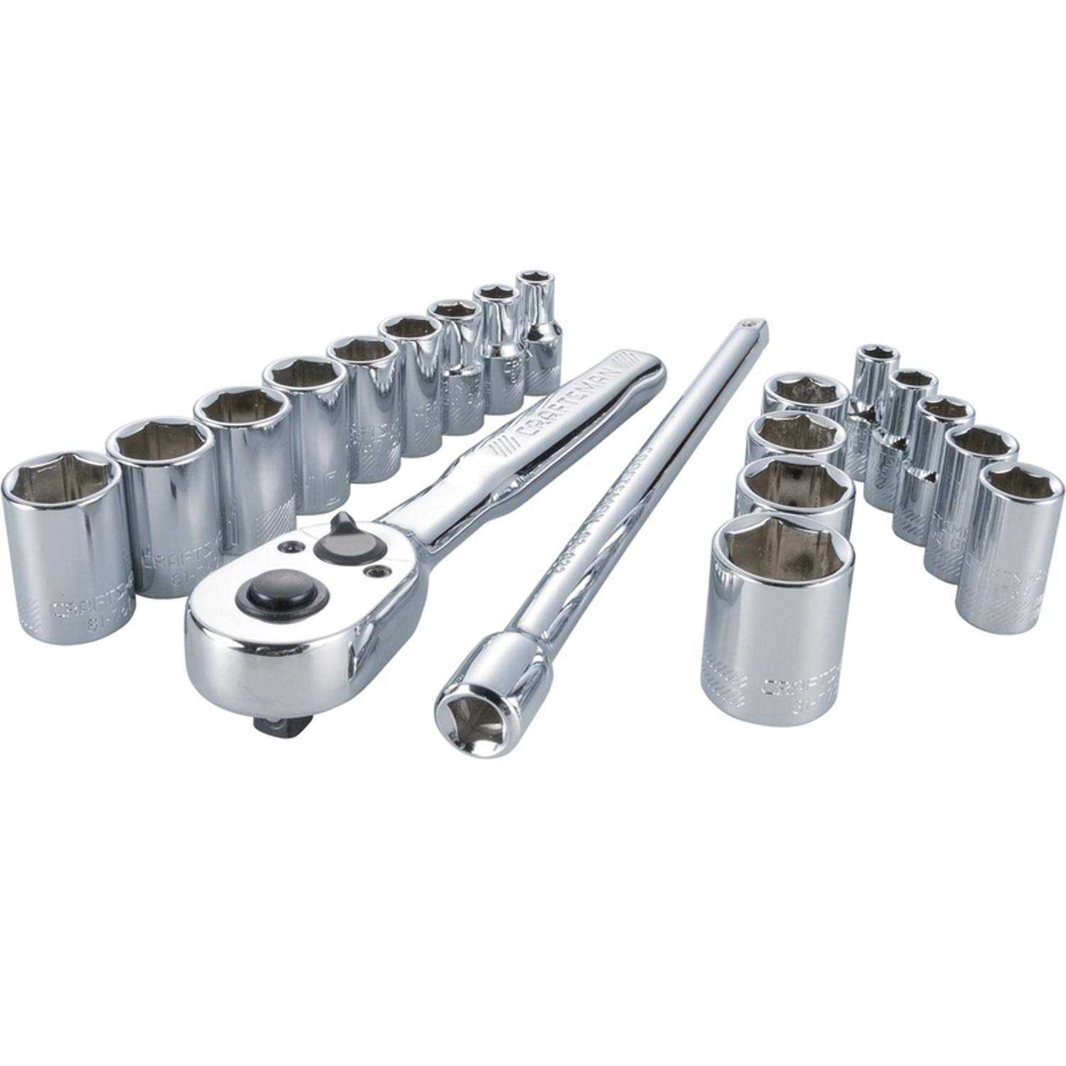 Craftsman 20-Piece Standard and Metric Polished Chrome Mechanics Tool Set with Hard Case - Image 3