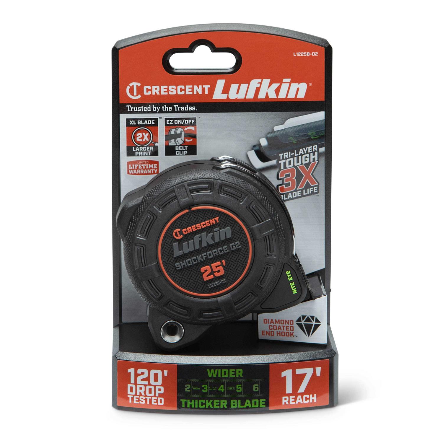 Crescent Lufkin Shockforce Nite Eye G2 25-ft Tape Measure L1225B-02 - Image 5